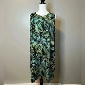 Maggie B Sleeveless Shift Dress Tropical Print